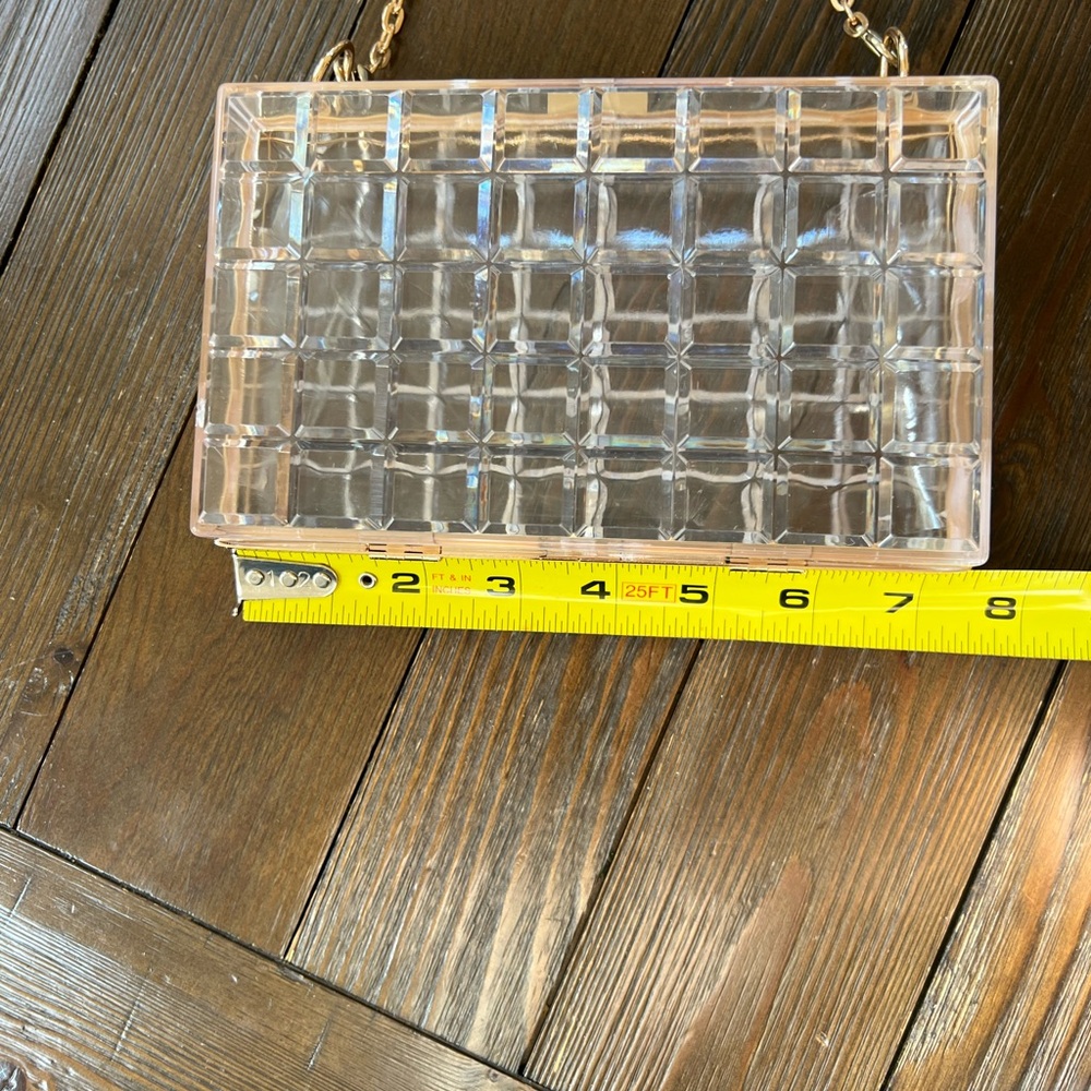 Elegant Transparent Clutch with Gold Chain - Picture 9 of 11